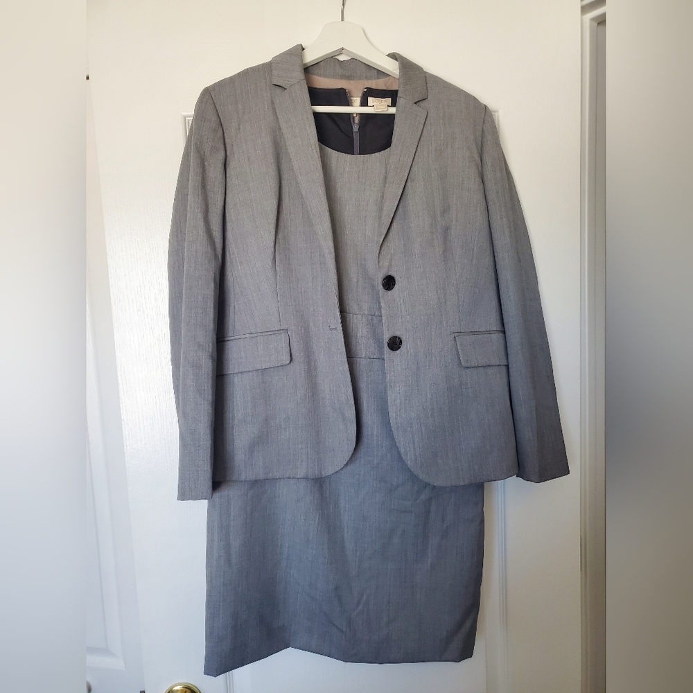 J Crew Grey Dress & Blazer Suit Set - Size 10P